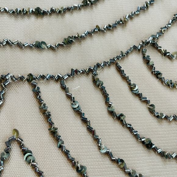 Adrianna Papell Nude Beaded Blouson Strappy Fancy Art Deco Cocktail Dress 6 - Picture 9 of 11